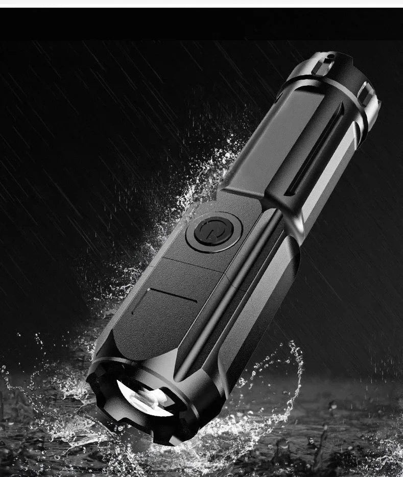 4 Lighting Mode Strong LED Flashlights Telescopic Zoom Tactical Torch USB 18650 Portable Spotlight Long-Range Camping Flashlight