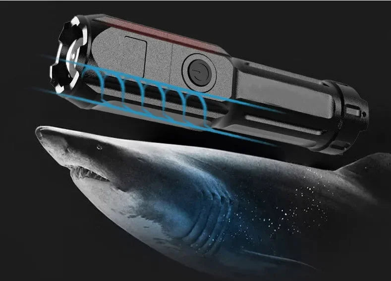 4 Lighting Mode Strong LED Flashlights Telescopic Zoom Tactical Torch USB 18650 Portable Spotlight Long-Range Camping Flashlight