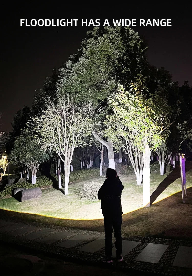 4 Lighting Mode Strong LED Flashlights Telescopic Zoom Tactical Torch USB 18650 Portable Spotlight Long-Range Camping Flashlight