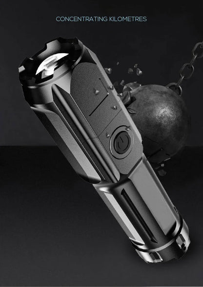 4 Lighting Mode Strong LED Flashlights Telescopic Zoom Tactical Torch USB 18650 Portable Spotlight Long-Range Camping Flashlight