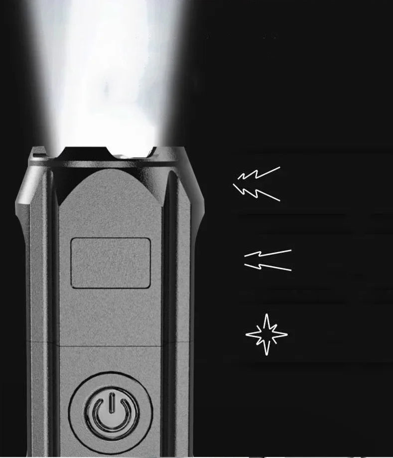 4 Lighting Mode Strong LED Flashlights Telescopic Zoom Tactical Torch USB 18650 Portable Spotlight Long-Range Camping Flashlight