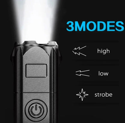 4 Lighting Mode Strong LED Flashlights Telescopic Zoom Tactical Torch USB 18650 Portable Spotlight Long-Range Camping Flashlight