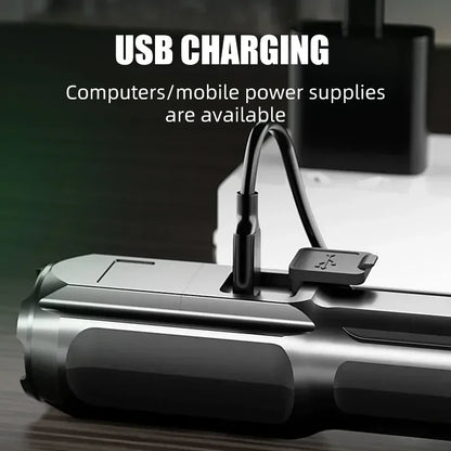 4 Lighting Mode Strong LED Flashlights Telescopic Zoom Tactical Torch USB 18650 Portable Spotlight Long-Range Camping Flashlight